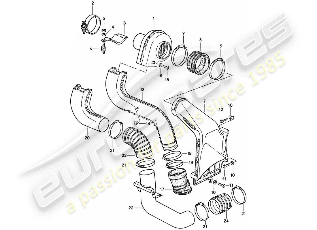 porsche 911 (1987) additional blower part diagram