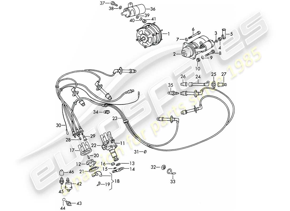 porsche 911/912 (1968) engine electrics part diagram