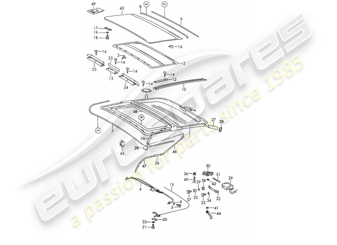 porsche 911/912 (1969) sunroof - electric part diagram