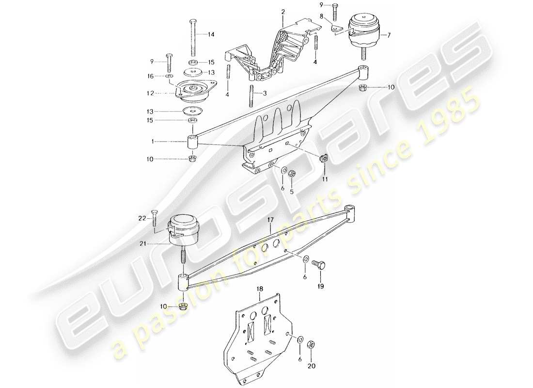 porsche 993 (1995) engine suspension part diagram