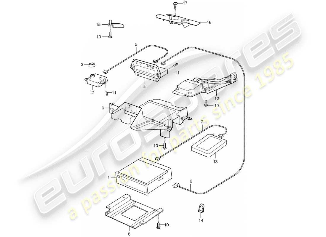 porsche carrera gt (2005) radio unit - navigation system - telephone part diagram