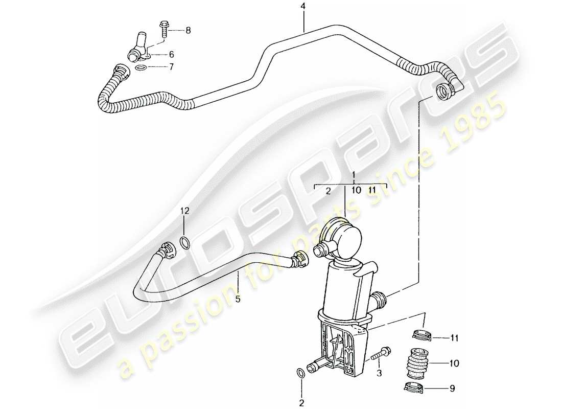 porsche boxster 986 (2001) crankcase - oil separator part diagram