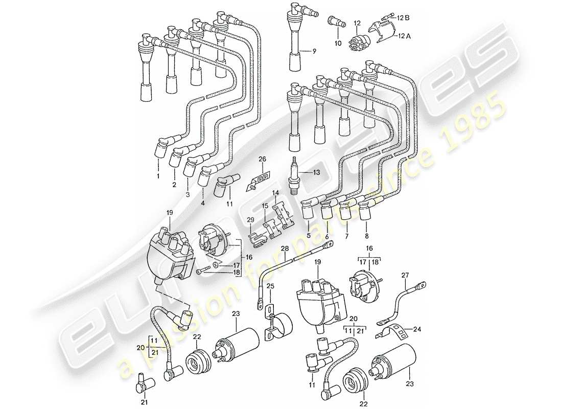 porsche 928 (1989) engine electrics part diagram