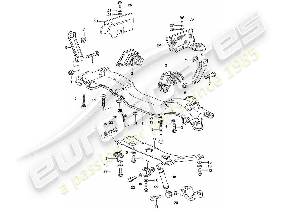 porsche 928 (1979) engine suspension part diagram