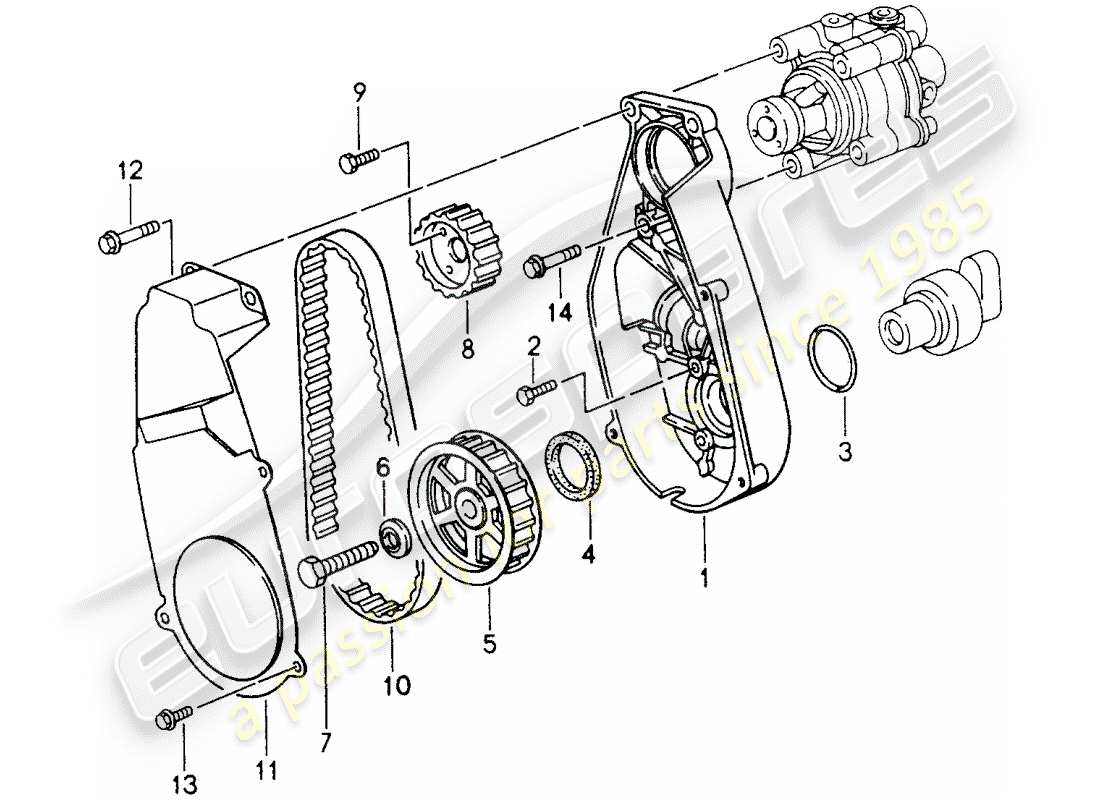 porsche 993 (1995) driving mechanism - power-steering pump part diagram