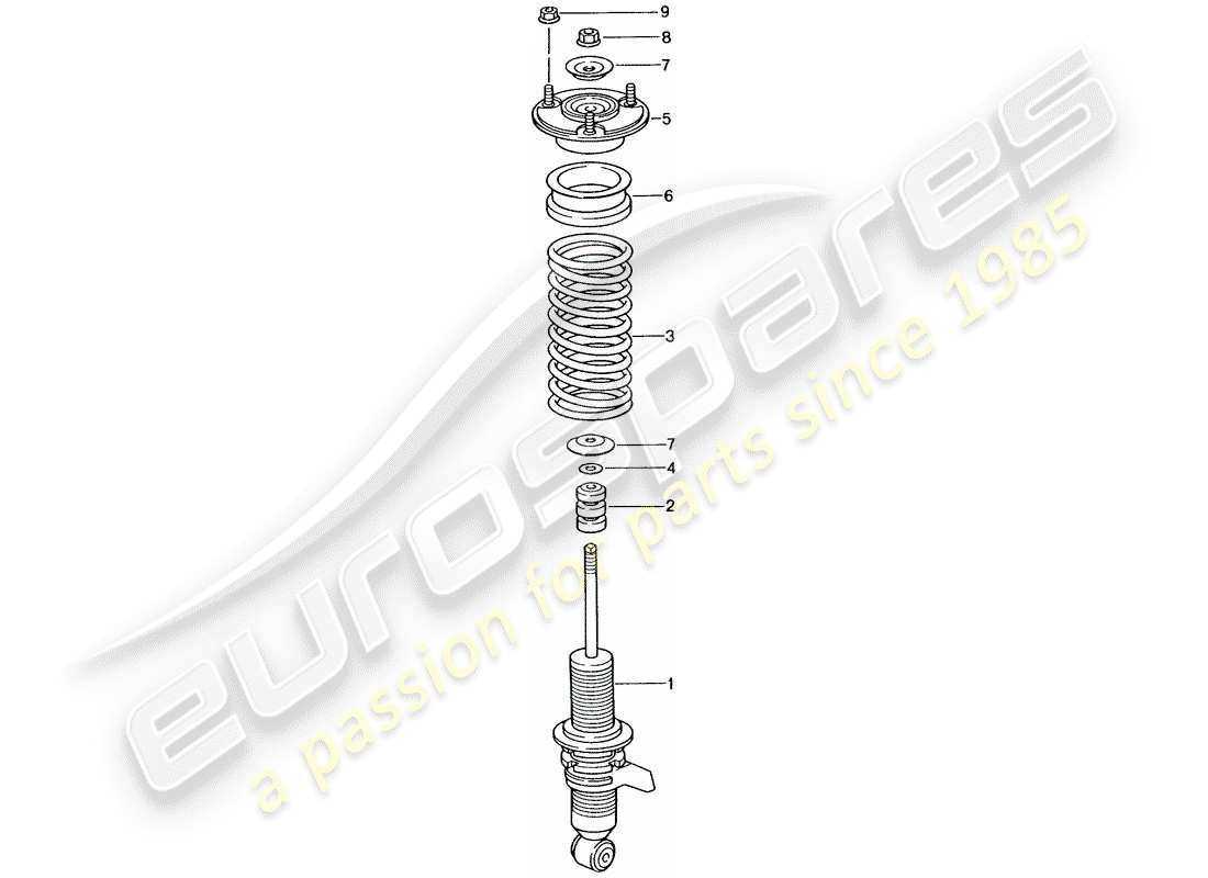 porsche 996 gt3 (2005) shock absorber - coil spring part diagram