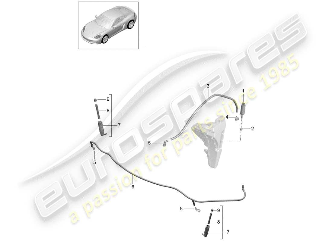 porsche 718 cayman (2020) headlight washer system part diagram