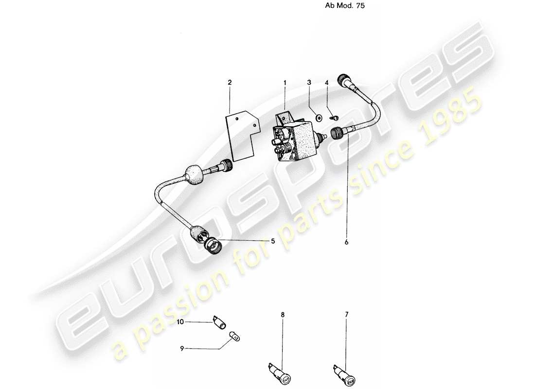 porsche 914 (1975) catalyst - counter switch - warning lamp - d - mj 1975>> part diagram