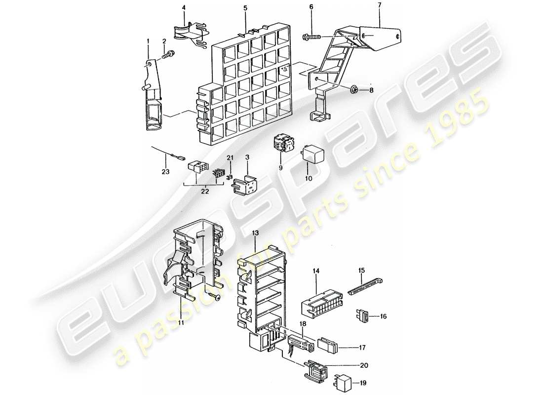 porsche 996 gt3 (2001) fuse box/relay plate - dashboard part diagram