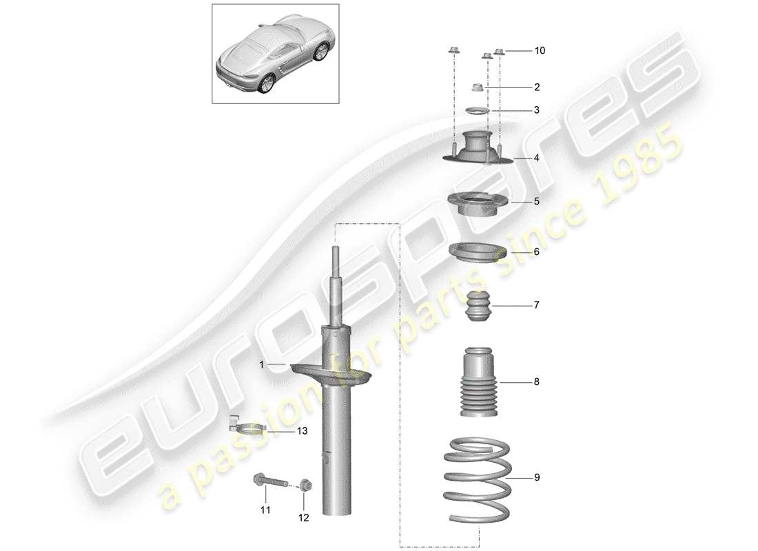 porsche 718 cayman (2020) shock absorber part diagram