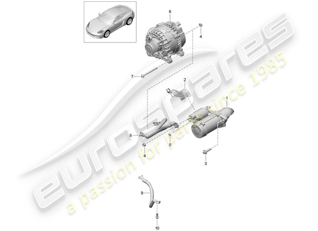 porsche 718 cayman (2020) starter part diagram