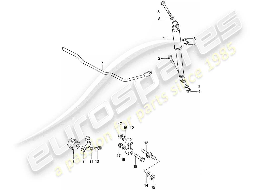 porsche 944 (1983) vibration damper - stabilizer part diagram