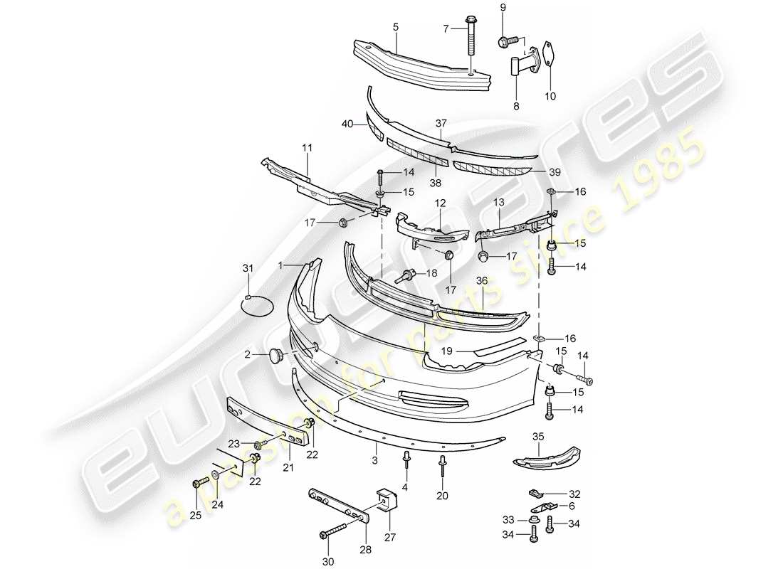 porsche 996 gt3 (2005) bumper part diagram