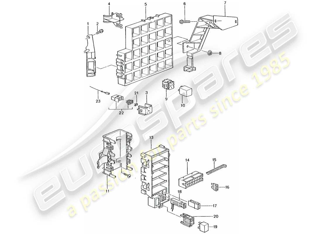 porsche 996 (2002) fuse box/relay plate - dashboard part diagram