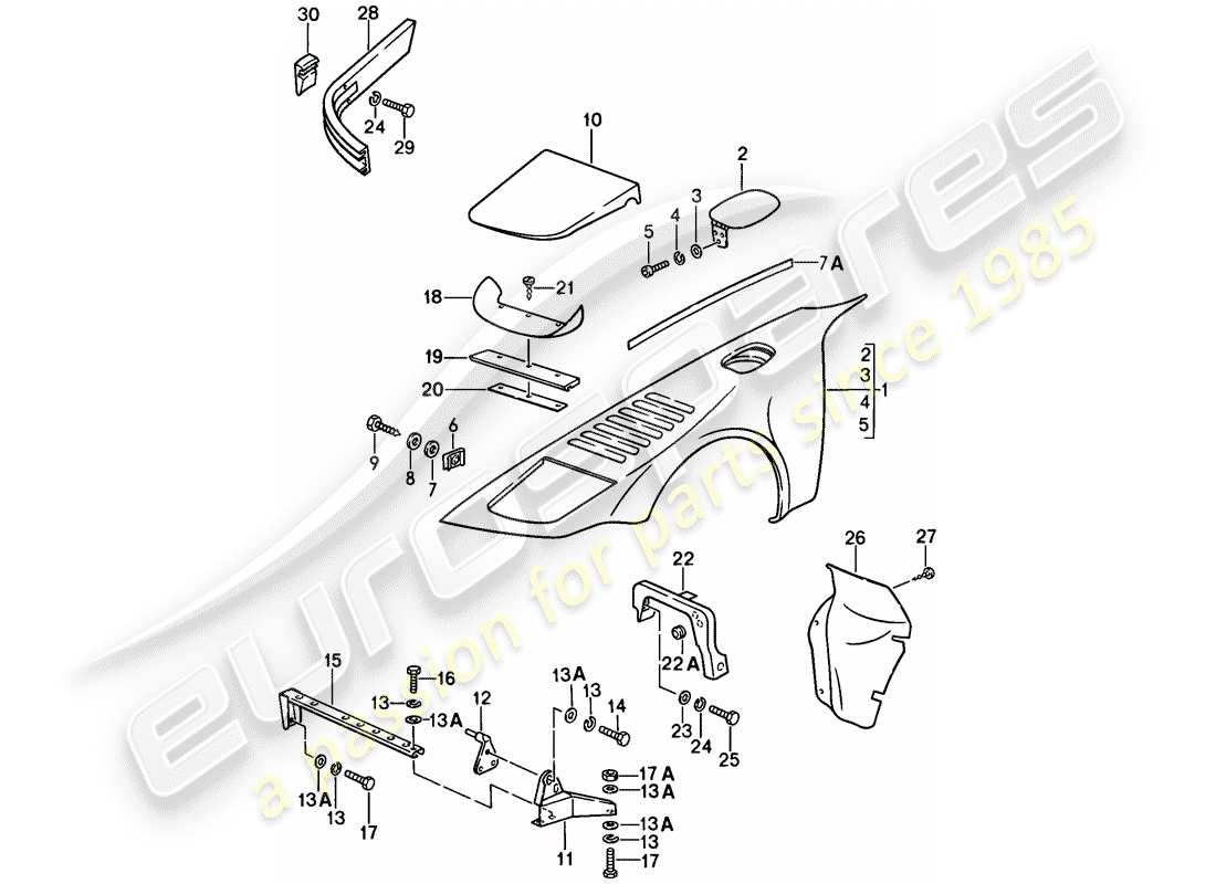 porsche 911 (1987) special model - flatnose design - exterior panelling - fender part diagram