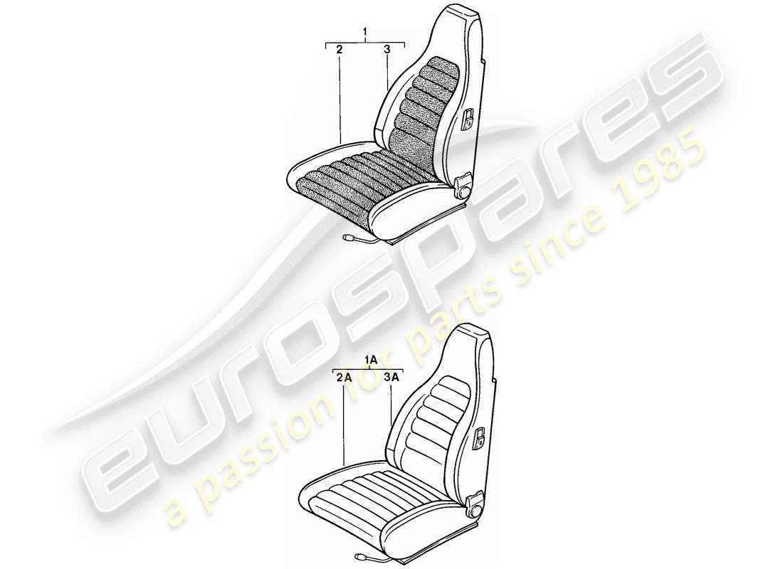 porsche 924 (1978) front seat - complete - seat cover part diagram