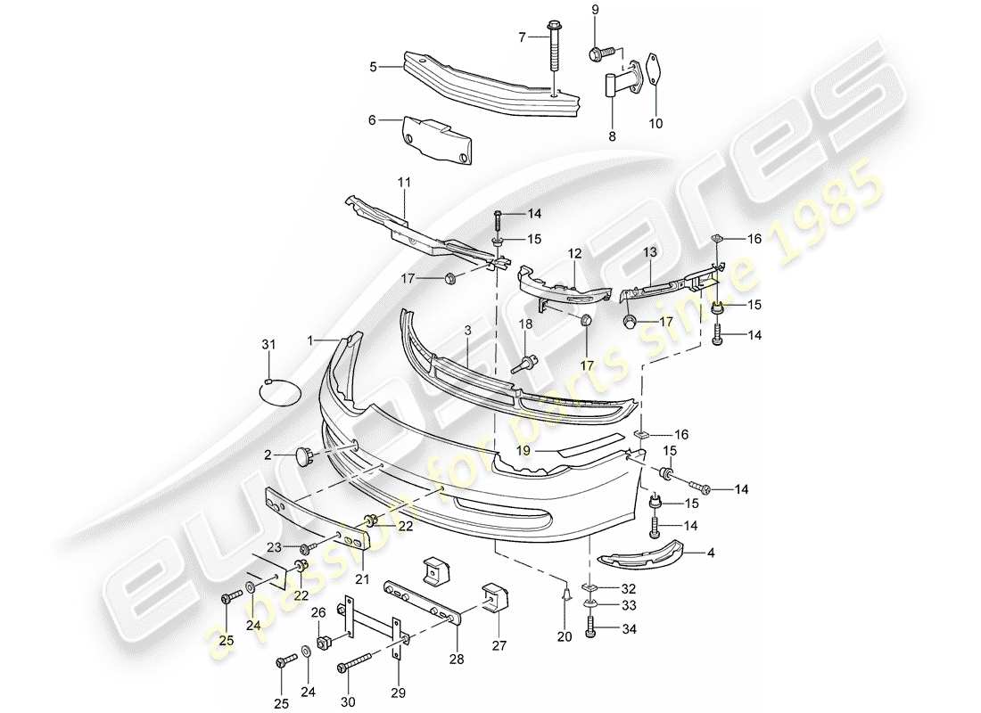 porsche 996 (2002) bumper part diagram