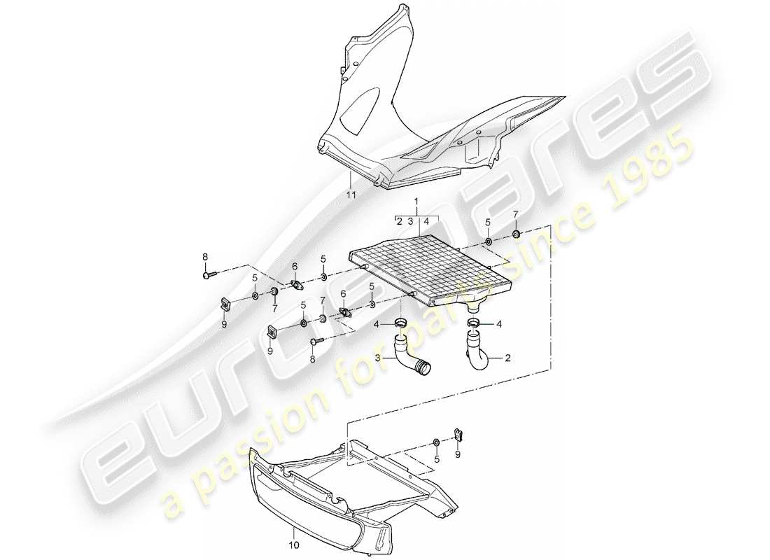 porsche carrera gt (2006) radiator part diagram