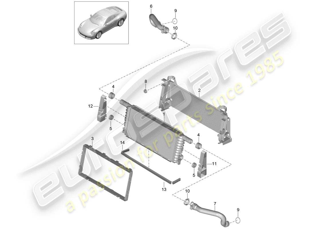 porsche 991 gen. 2 (2018) radiator part diagram