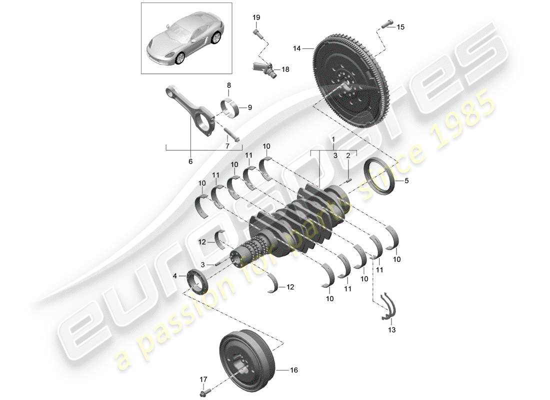 porsche 718 cayman (2020) crankshaft part diagram