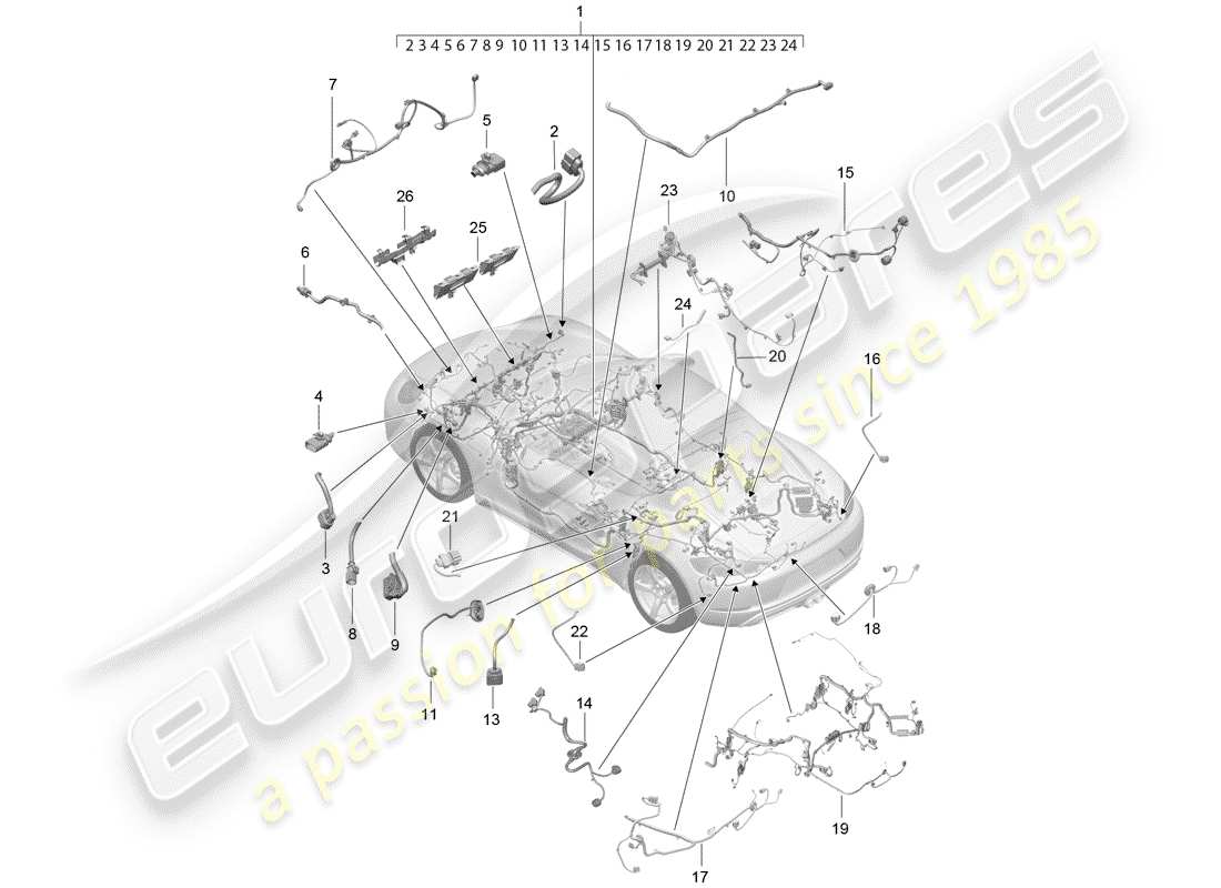 porsche 718 cayman (2020) wiring harnesses part diagram