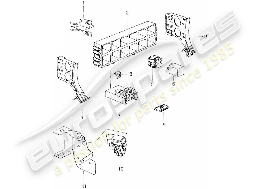 porsche boxster 986 (2001) fuse box/relay plate part diagram