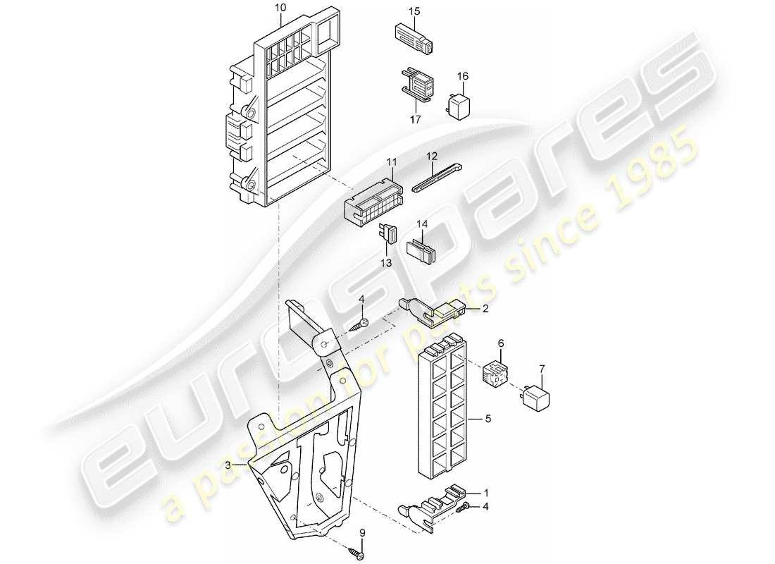 porsche carrera gt (2006) fuse box/relay plate - dashboard part diagram