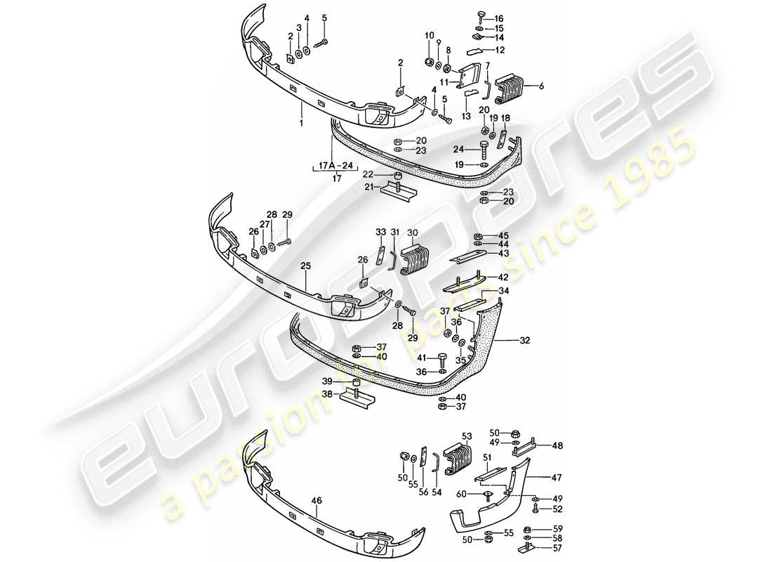 porsche 911 (1986) cover for bumper - front spoiler - carrera part diagram