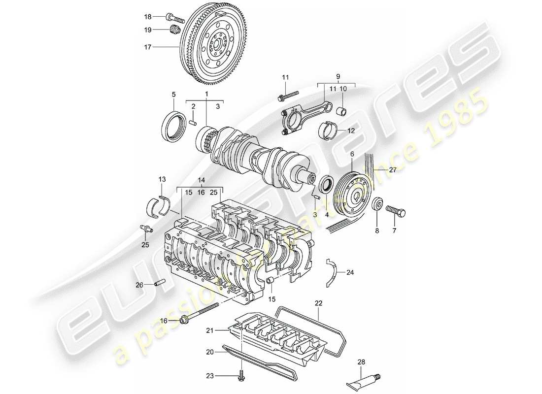 porsche 996 (2001) crankshaft part diagram