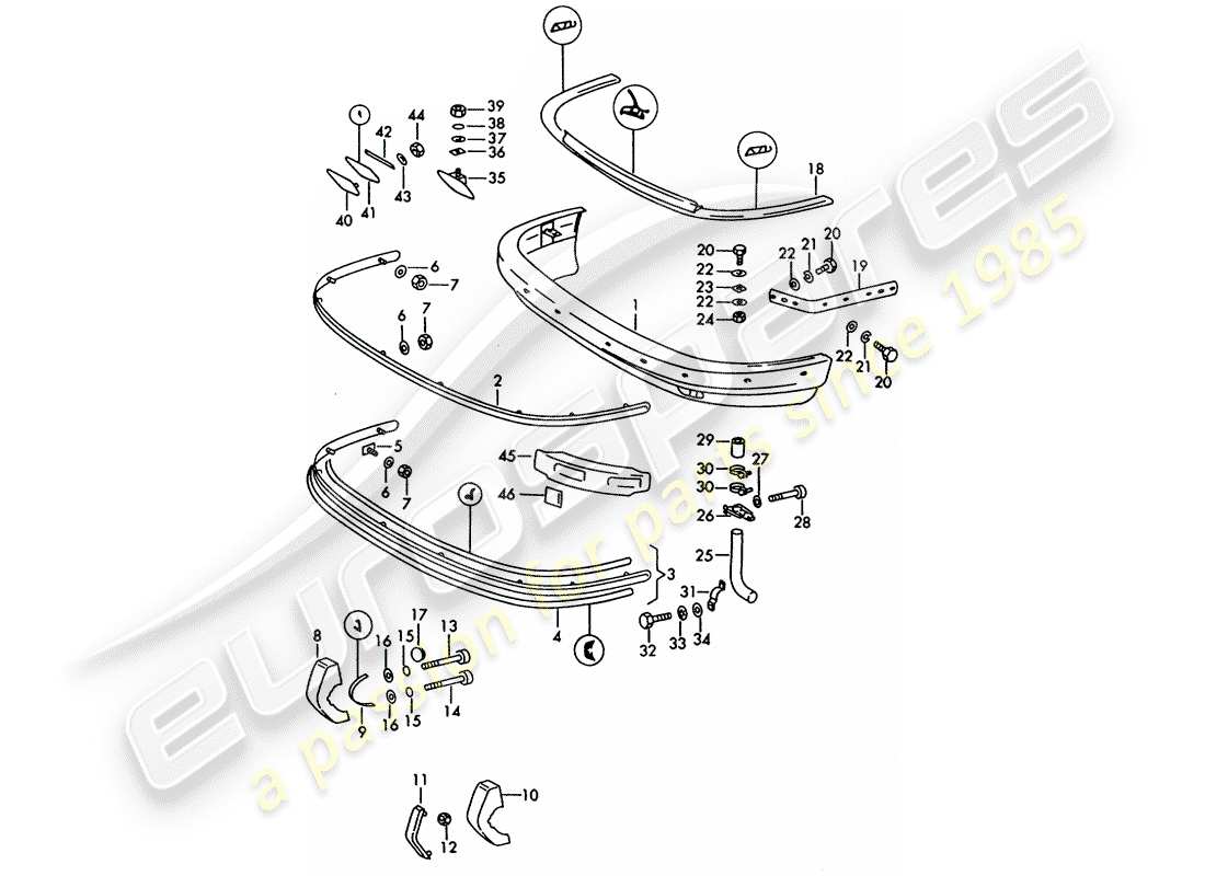 porsche 911/912 (1968) bumper - d >> - mj 1968 part diagram