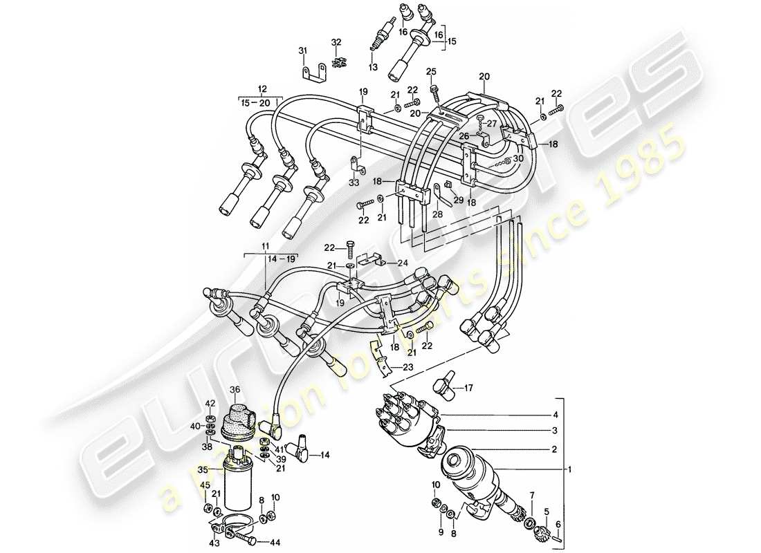 porsche 911 (1987) engine electrics 2 part diagram