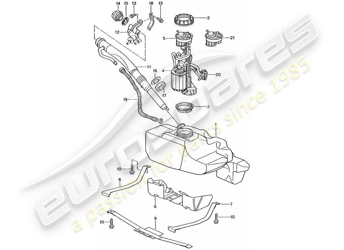 porsche 996 gt3 (2005) fuel tank part diagram