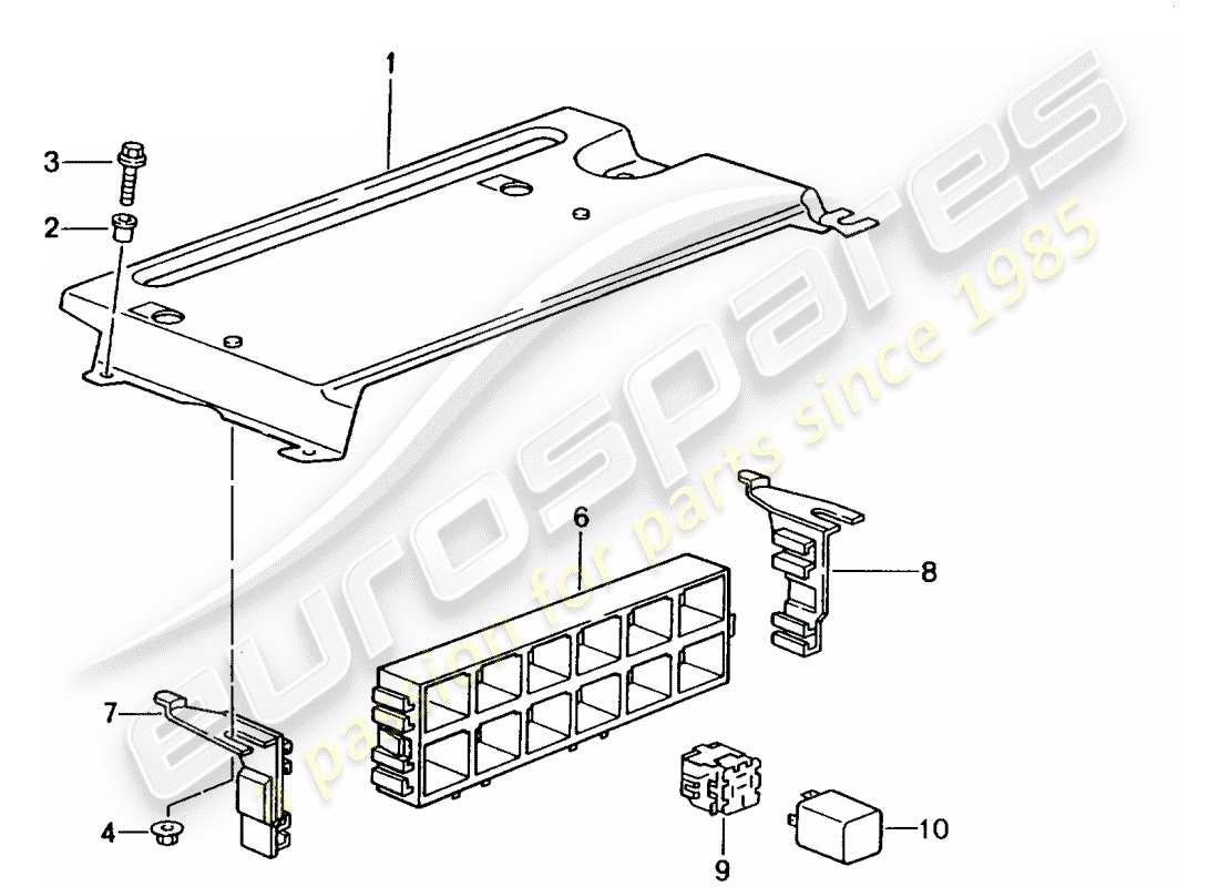 porsche 996 gt3 (2005) fuse box/relay plate - rear end part diagram