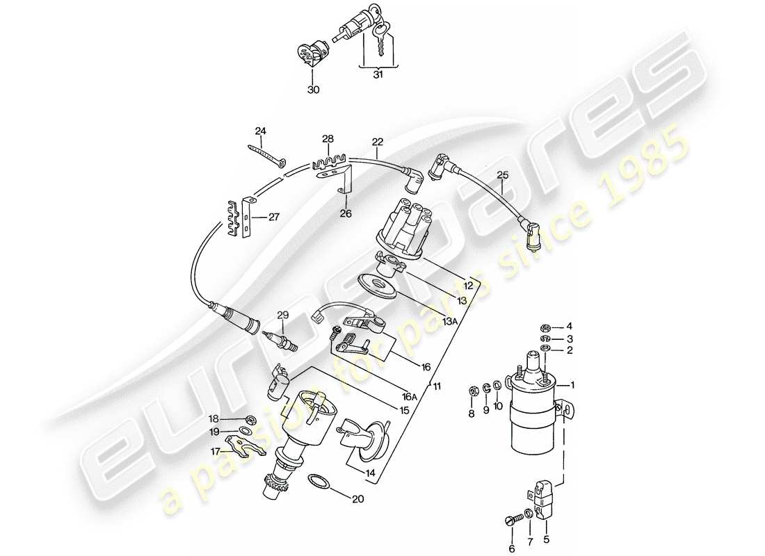 porsche 924 (1978) engine electrics 1 part diagram