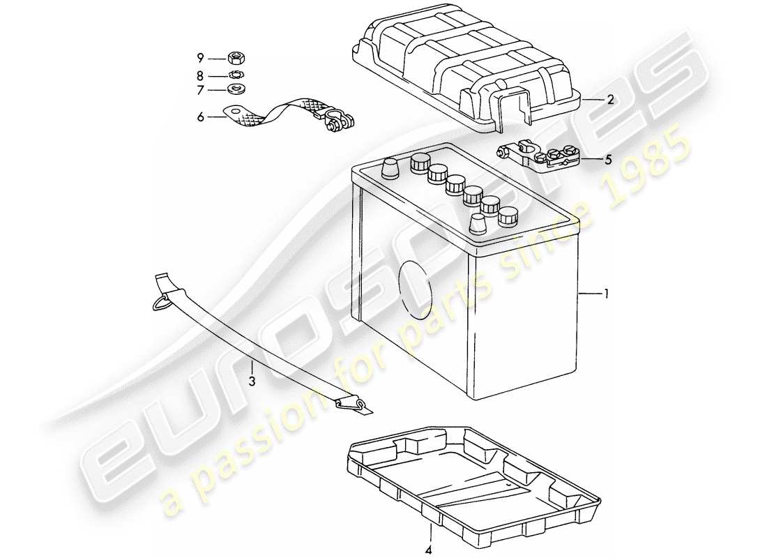 porsche 911/912 (1969) battery - d >> - mj 1968 part diagram