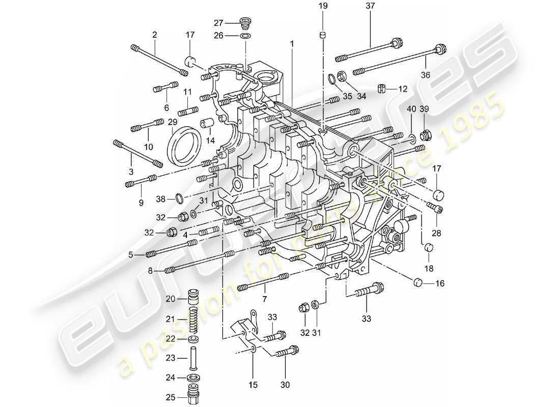 porsche 996 t/gt2 (2002) crankcase part diagram