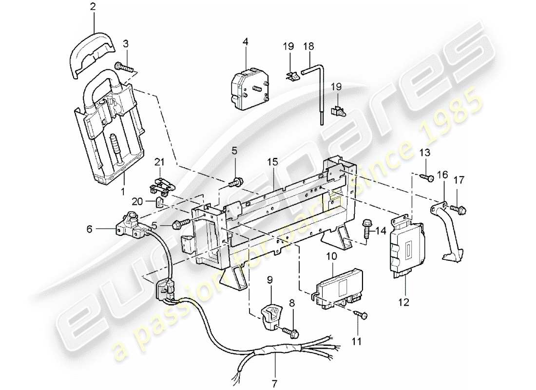 porsche 996 t/gt2 (2002) roll bar part diagram