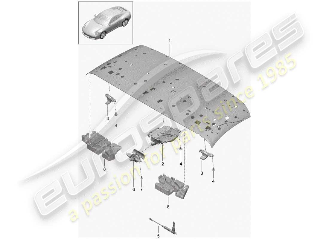 porsche 991 gen. 2 (2017) top frame part diagram