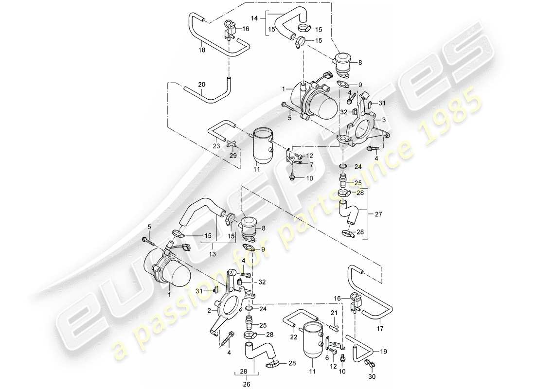 porsche carrera gt (2006) air injection part diagram