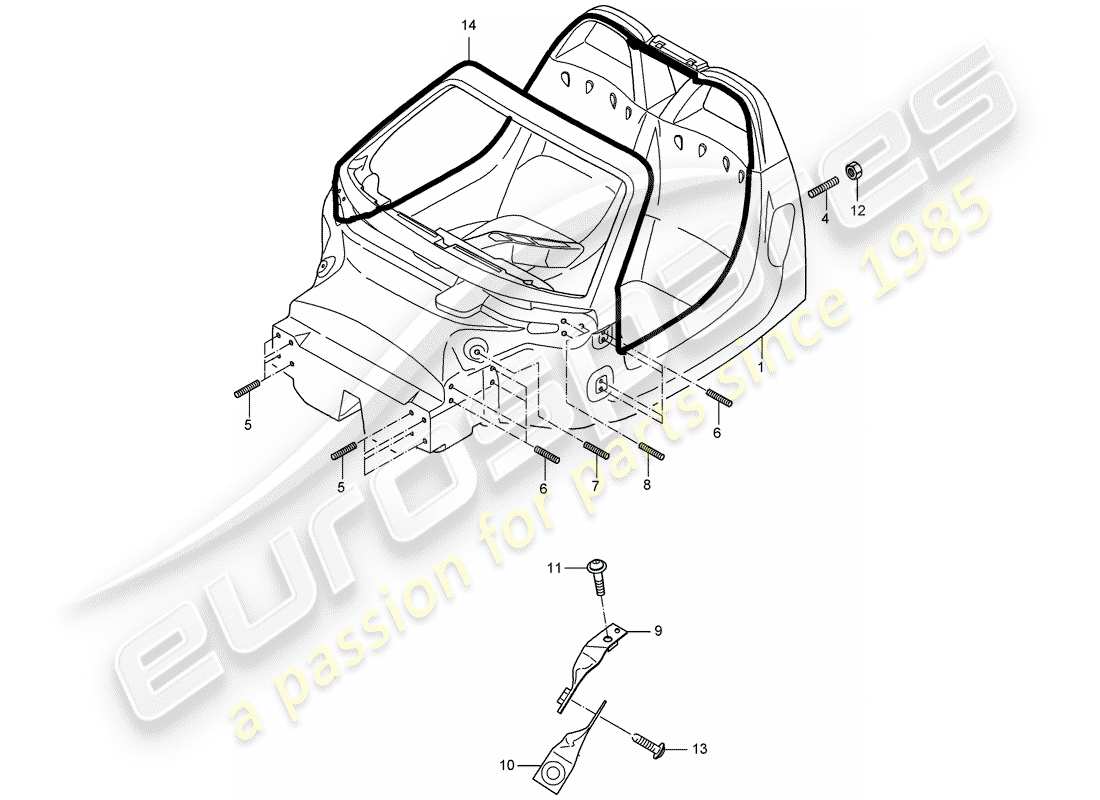 porsche carrera gt (2006) monocoque part diagram