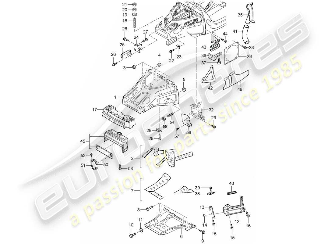 porsche carrera gt (2006) rear end part diagram