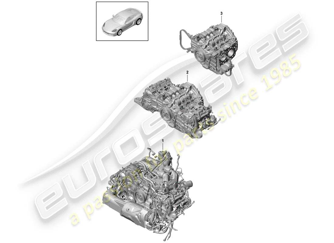 porsche 718 cayman (2019) replacement engine part diagram