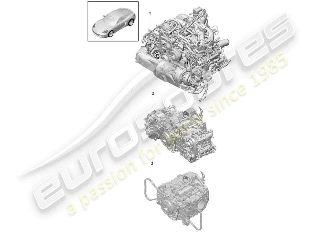 porsche 718 cayman (2019) replacement engine part diagram