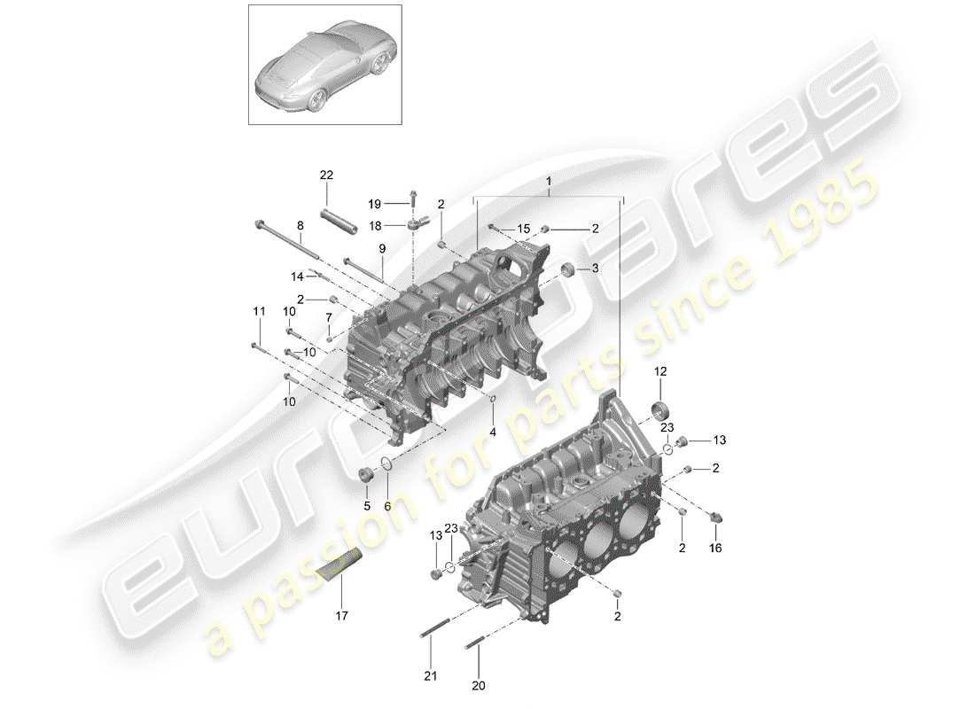 porsche 991 (2016) crankcase part diagram