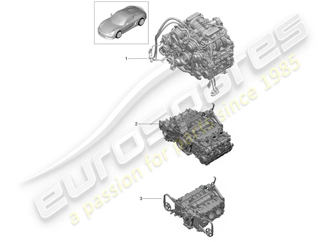 porsche boxster spyder (2016) replacement engine parts diagram