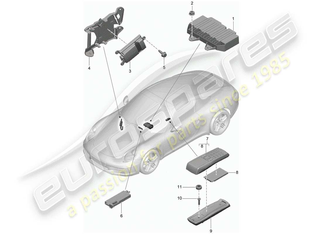 porsche 991 (2012) amplifier part diagram