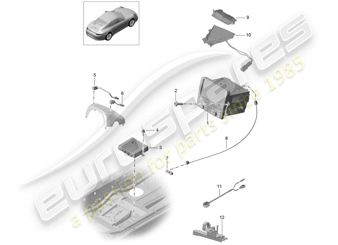 porsche 991 (2012) operating unit part diagram