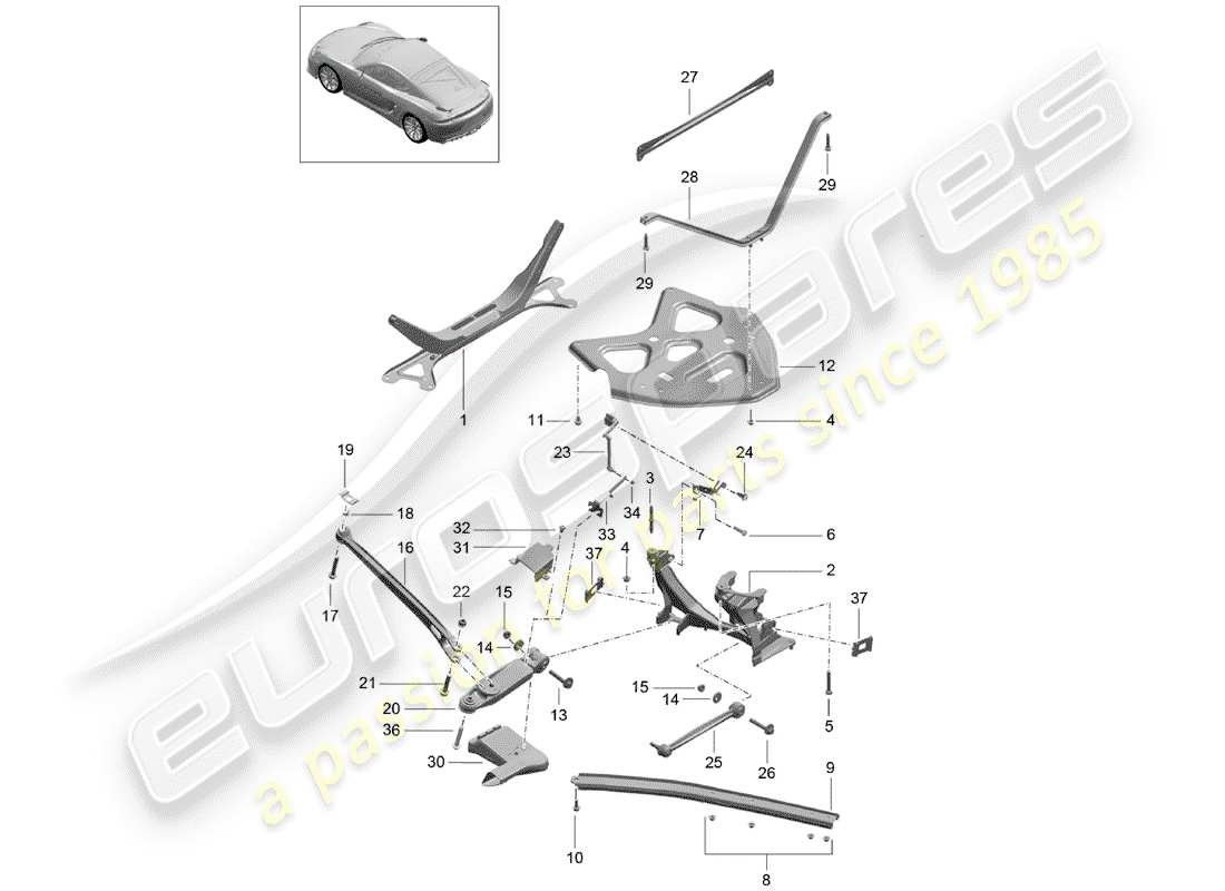 porsche cayman gt4 (2016) rear axle part diagram