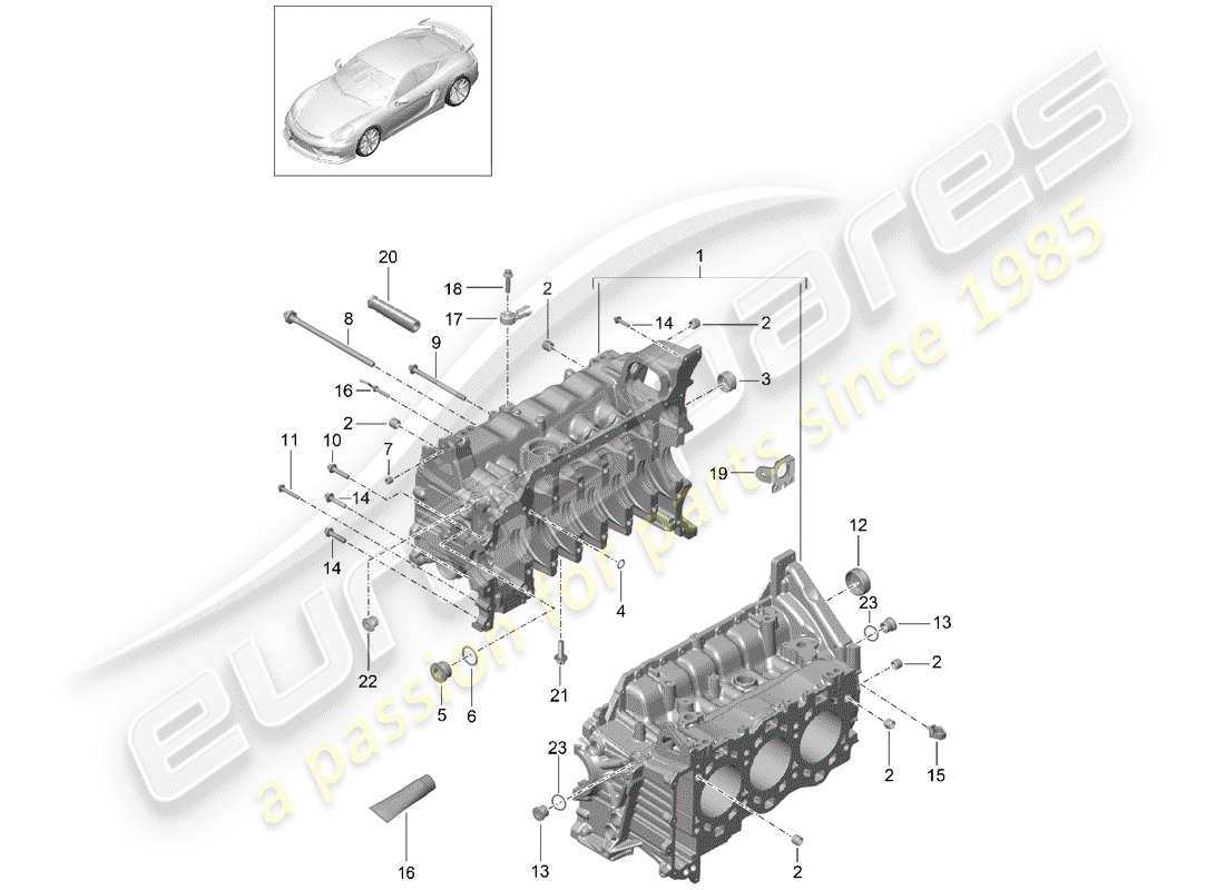 porsche cayman gt4 (2016) crankcase part diagram