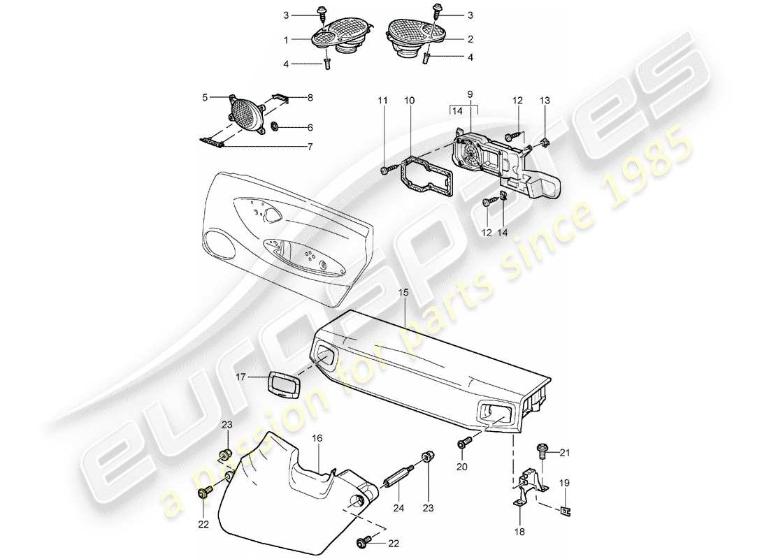 porsche 996 t/gt2 (2001) loudspeaker - d - mj 2002>> part diagram